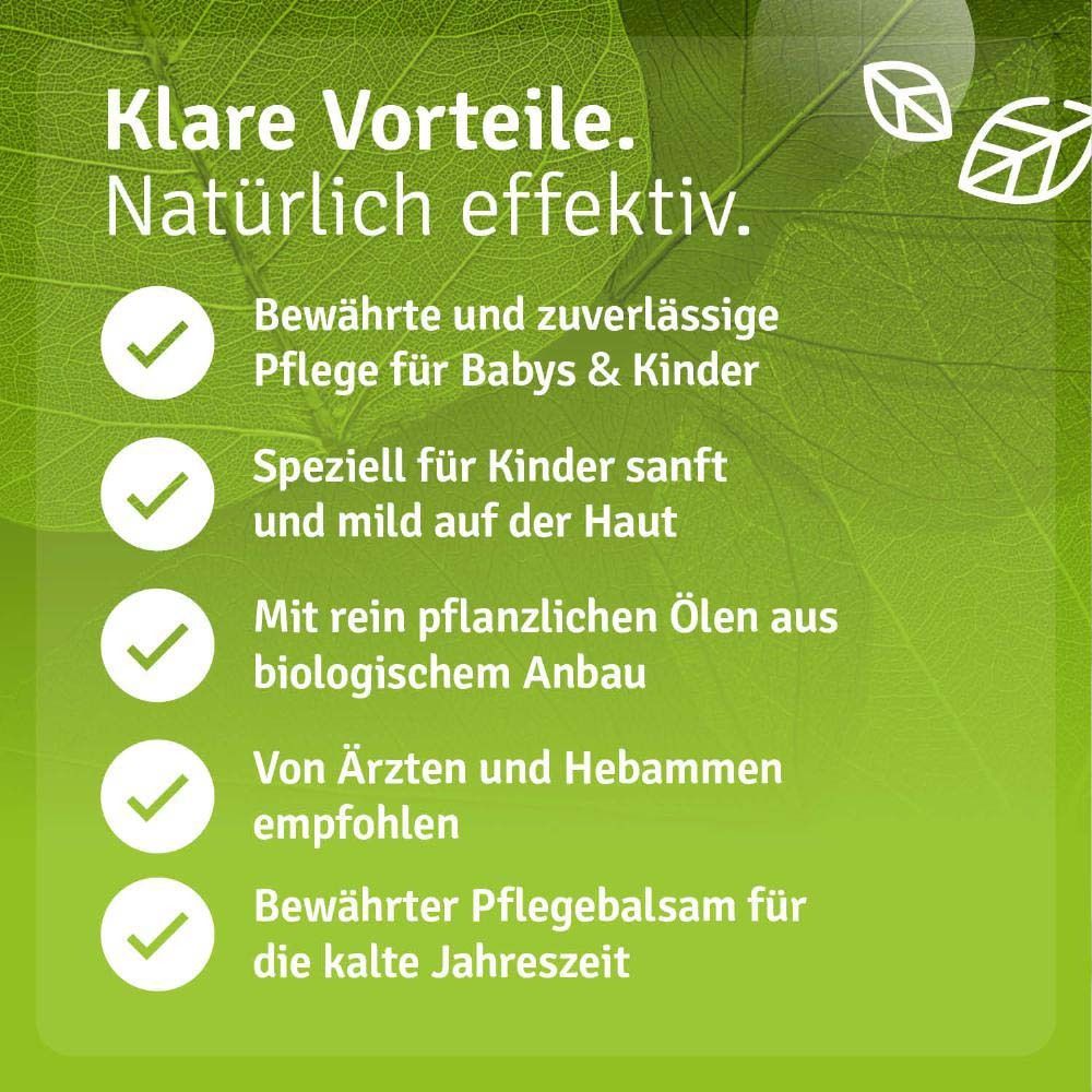 Produkt mit Text. Casida Thymianbalsam mit Myrte für Kinder. 25g. Bewährte Pflege für Babys & Kinder. Von Ärzten empfohlen.