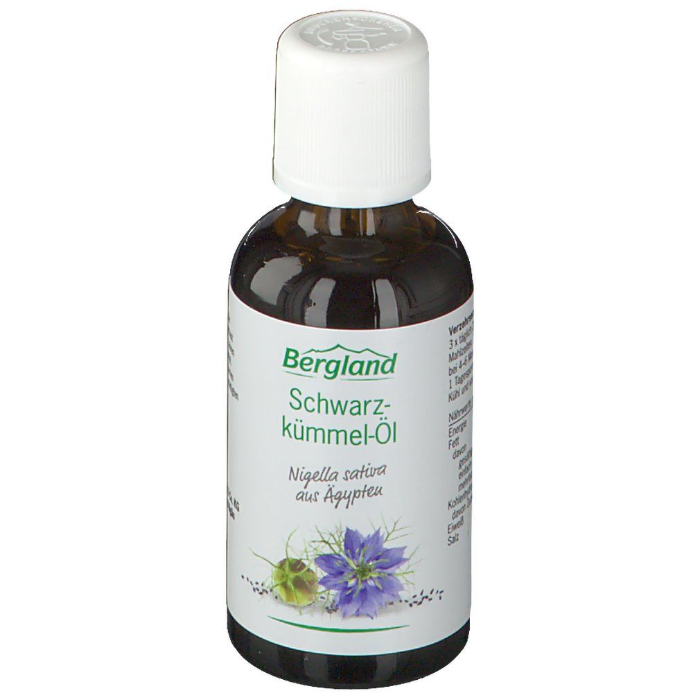 Kleine braune Glasflasche mit weißem Deckel. Etikett mit Produktnamen und floraler Illustration.