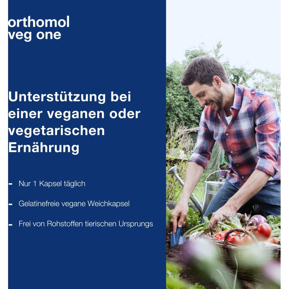 Orthomol Veg one - unterstützt bei veganer oder vegetarischer Ernährung - mit Vitamin D, Omega-3-Fettsäure und Eisen - Kapseln