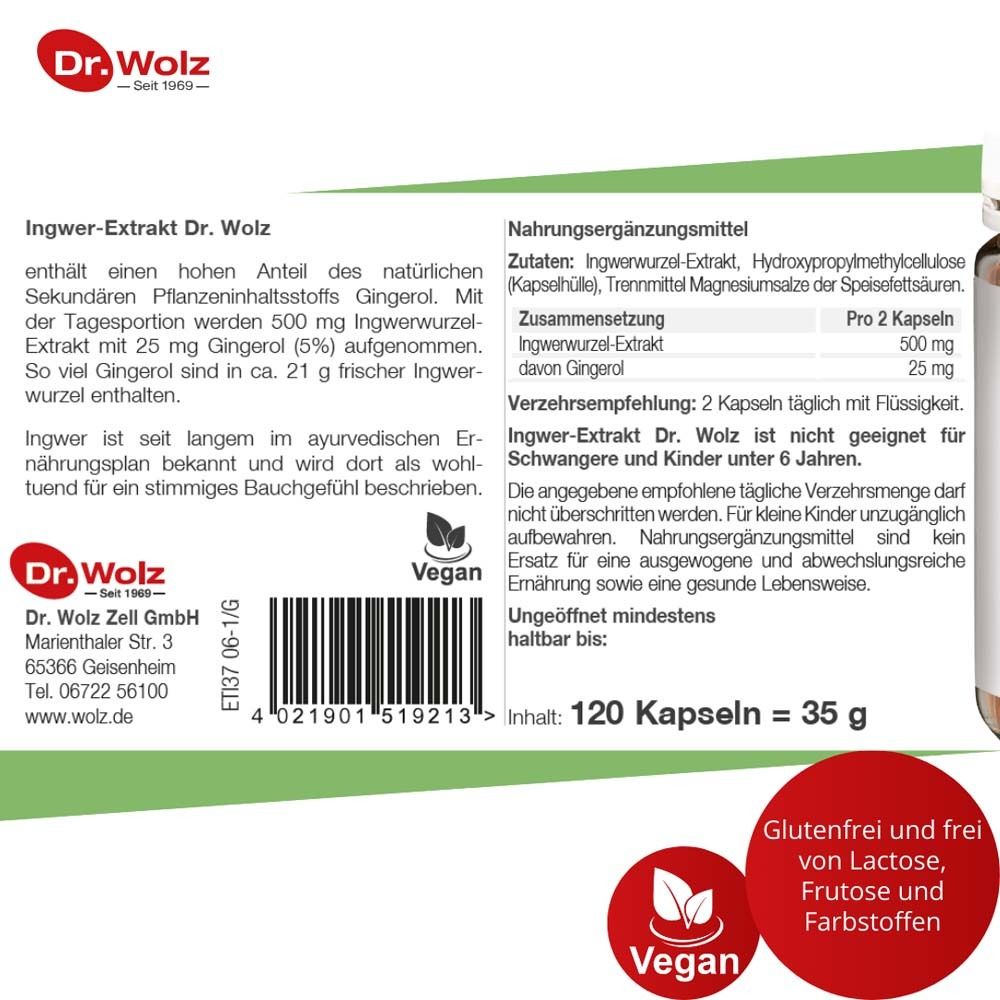 Rückseite der Produktverpackung. Text mit Inhaltsstoffen und Nährwertangaben. Vegan-Siegel.