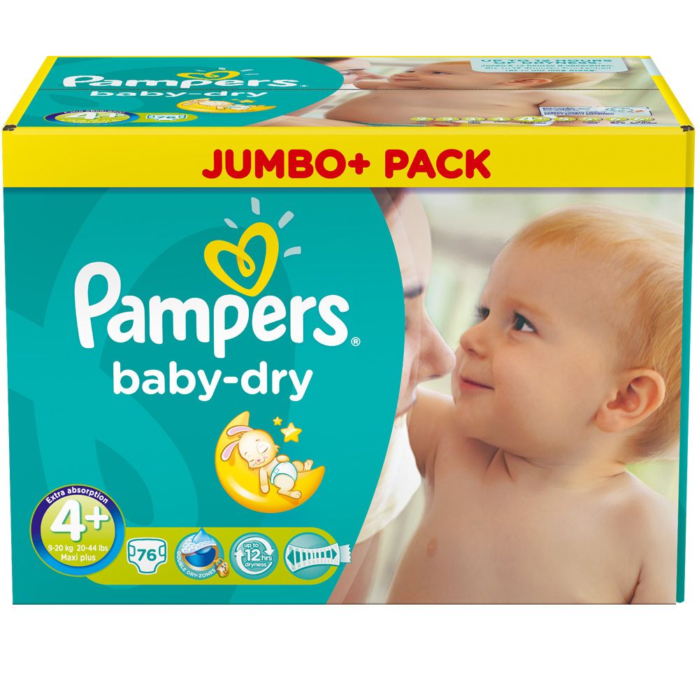 Pampers® baby-dry Größe 4+Maxi plus  9-20 kg Jumbo plus