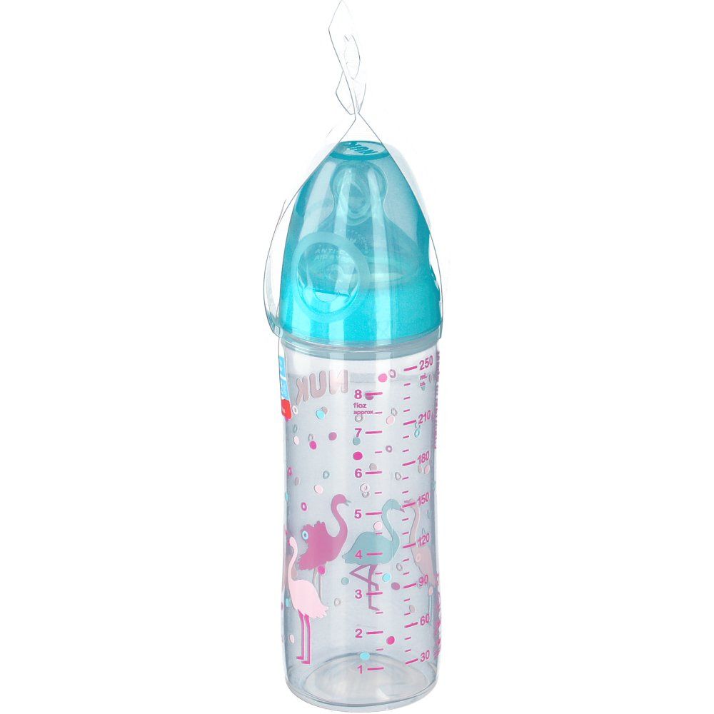 NUK® New Classic Babyflasche 250 ml mit Trinksauger Größe 6 bis 8 Monate (Farbe nicht wählbar)