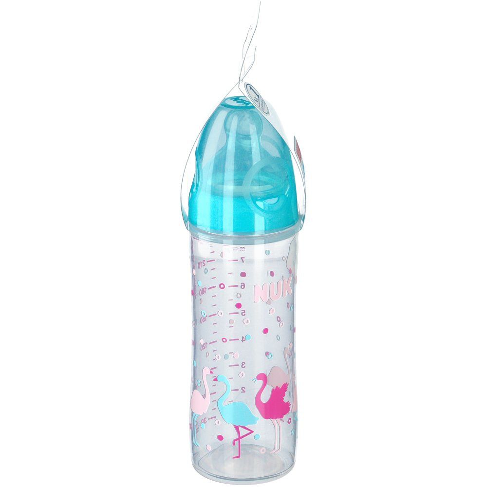 NUK® New Classic Babyflasche 250 ml mit Trinksauger Größe 6 bis 8 Monate (Farbe nicht wählbar)