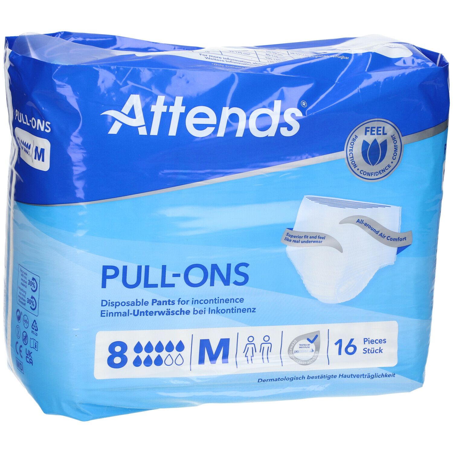 Attends Pull-Ons 8M - Pack of 16 Medium Disposable Incontinence Pants