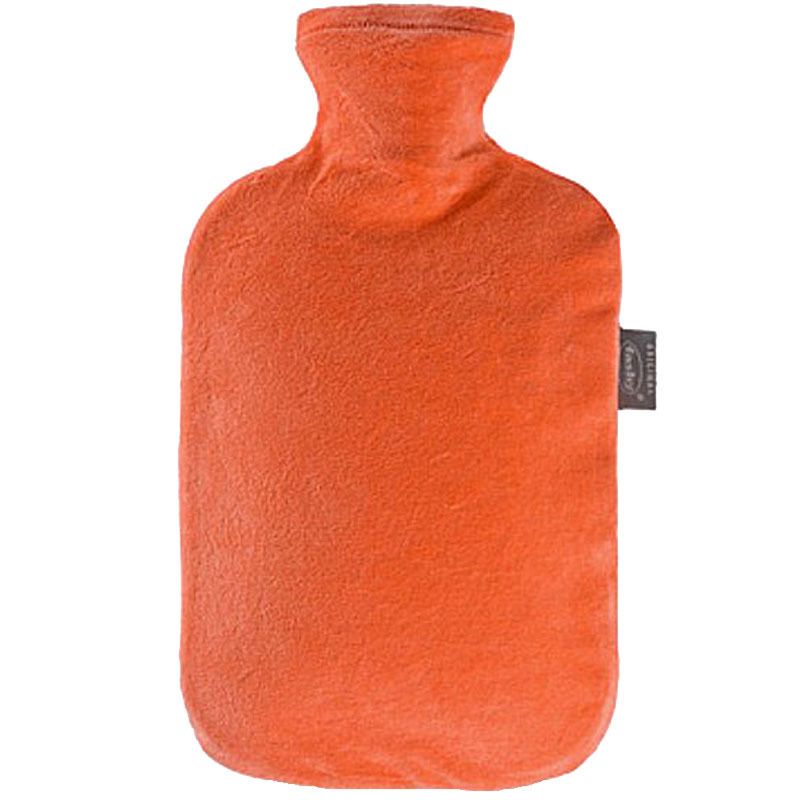 fashy Wärmflasche mit Nicki-Velour Bezug Orange
