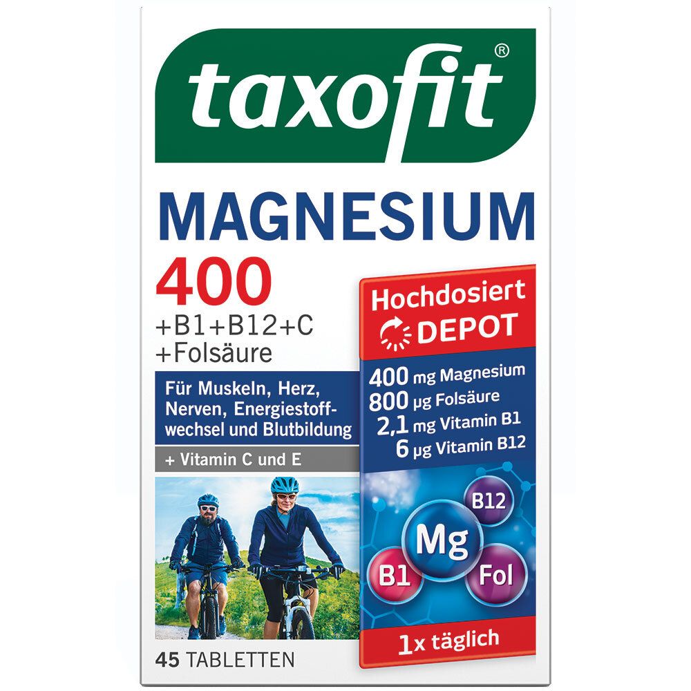 taxofit® Magnesium 400 + B-Kompl. + Fols. + Vit.C + E Depot Tabletten