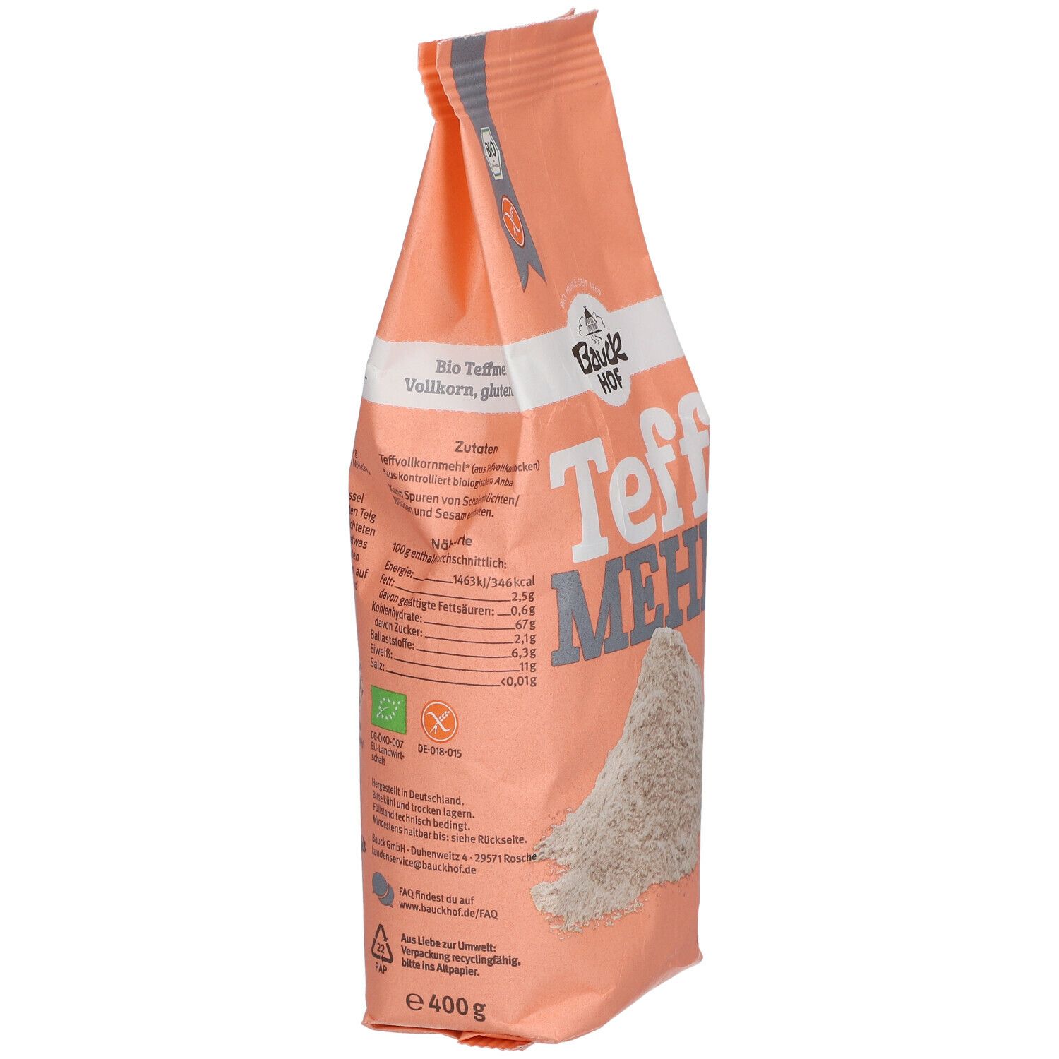 Bauckhof Teffmehl Vollkorn, glutenfrei
