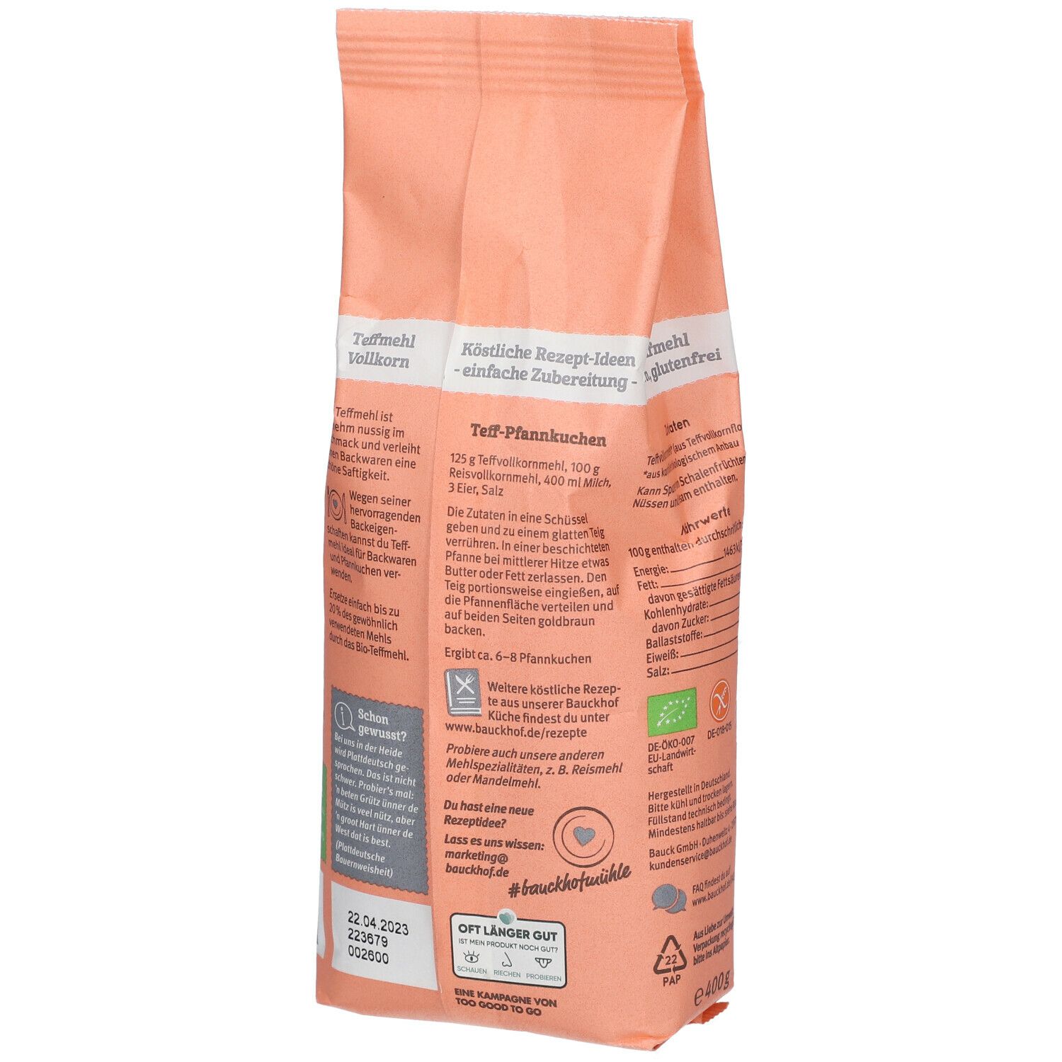 Bauckhof Teffmehl Vollkorn, glutenfrei