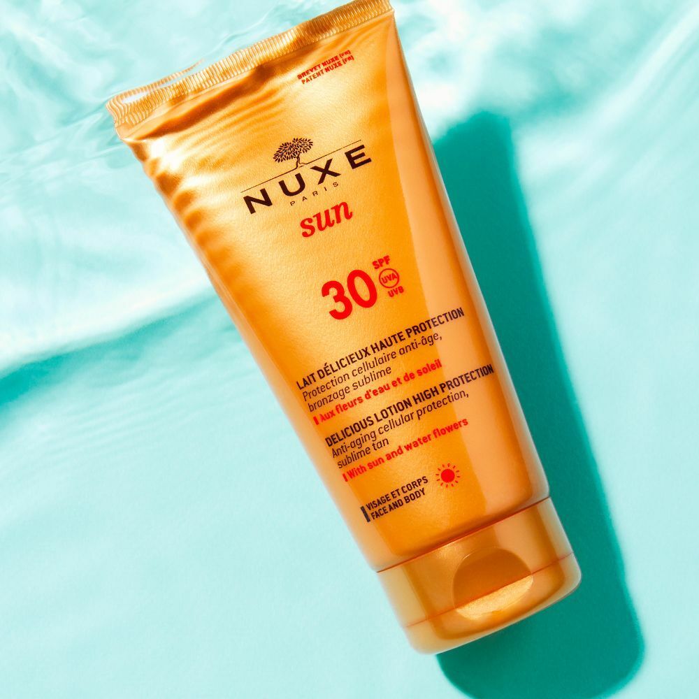 NUXE Sun zartschmelzende Sonnenschutzmilch für Gesicht und Körper mit LSF 30