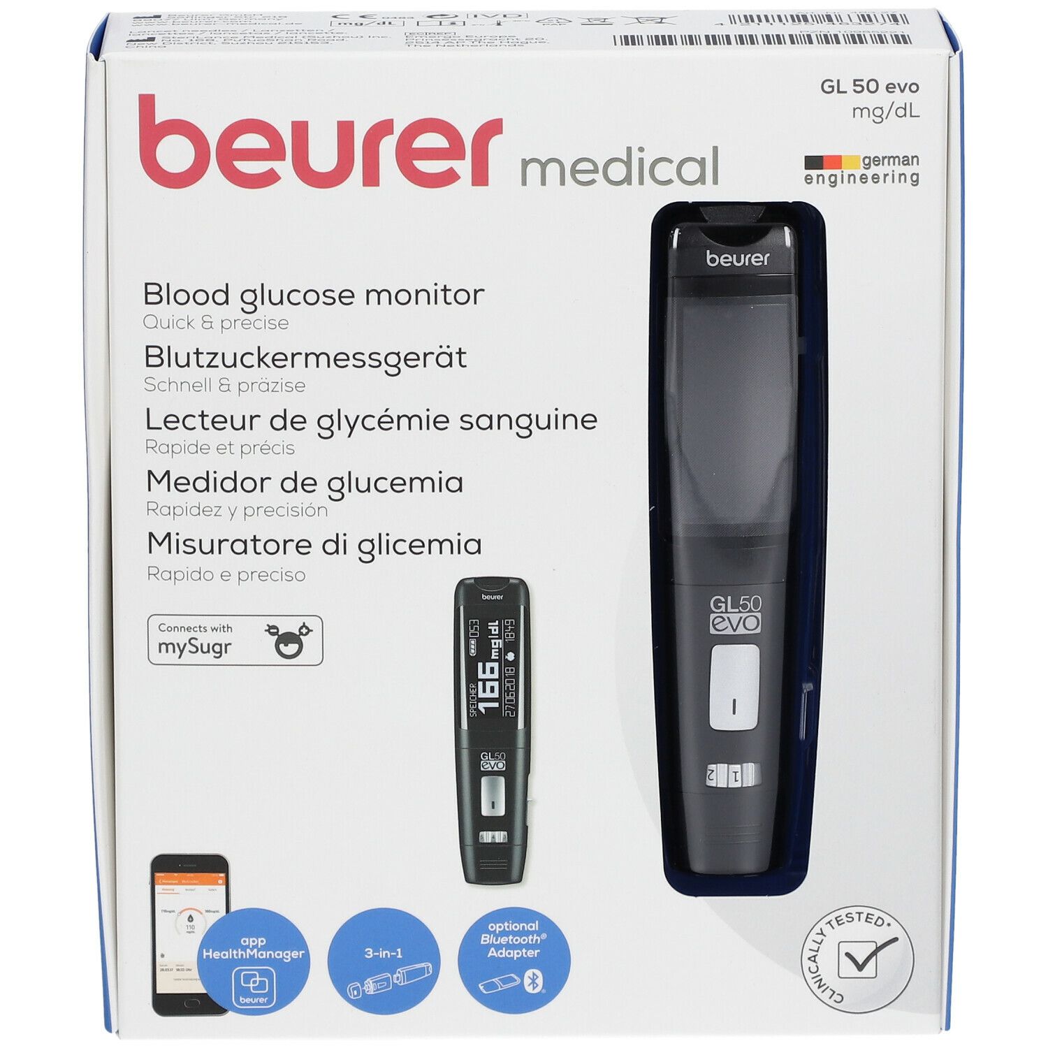 beurer - Blutzuckermessgerät GL 50 evo mg/dL