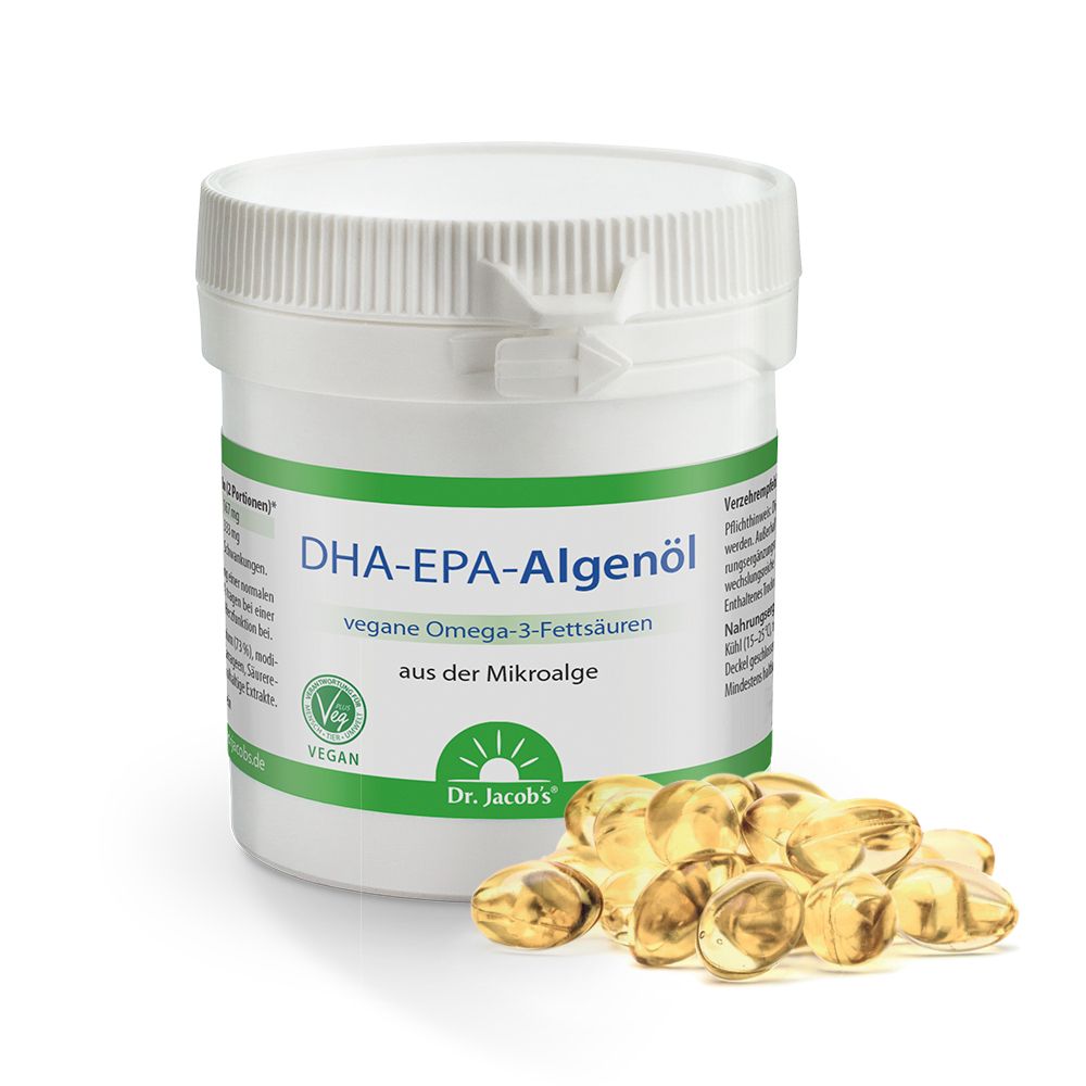 Dr. Jacob's DHA-EPA-Algenöl Kapseln Omega-3-Fettsäuren aus Algen vegan