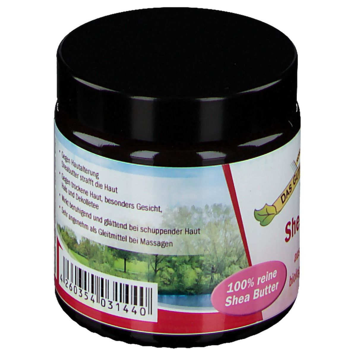 Dose mit schwarzem Deckel. Auf dem Etikett stehen Produktinformationen und ein Barcode.