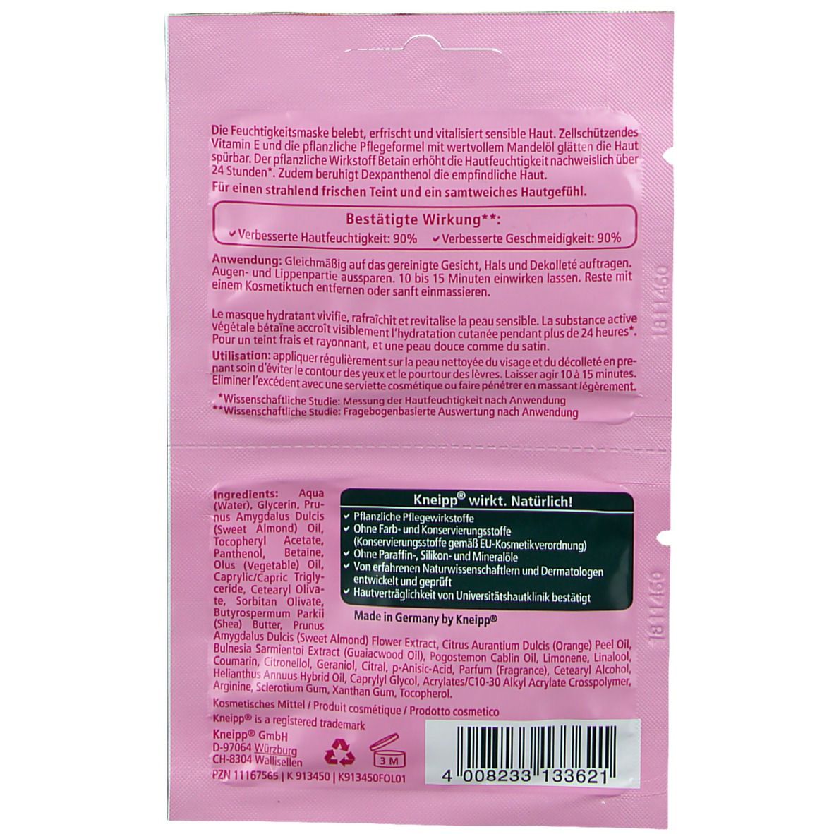 Kneipp® Feuchtigkeitsmaske Mandelblüten Hautzart