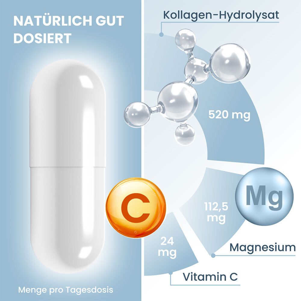 Läuferin dehnt ihr Bein, Grafiken zu Magnesium für Knochen und Vitamin C für Kollagenbildung in Knochen und Knorpel.