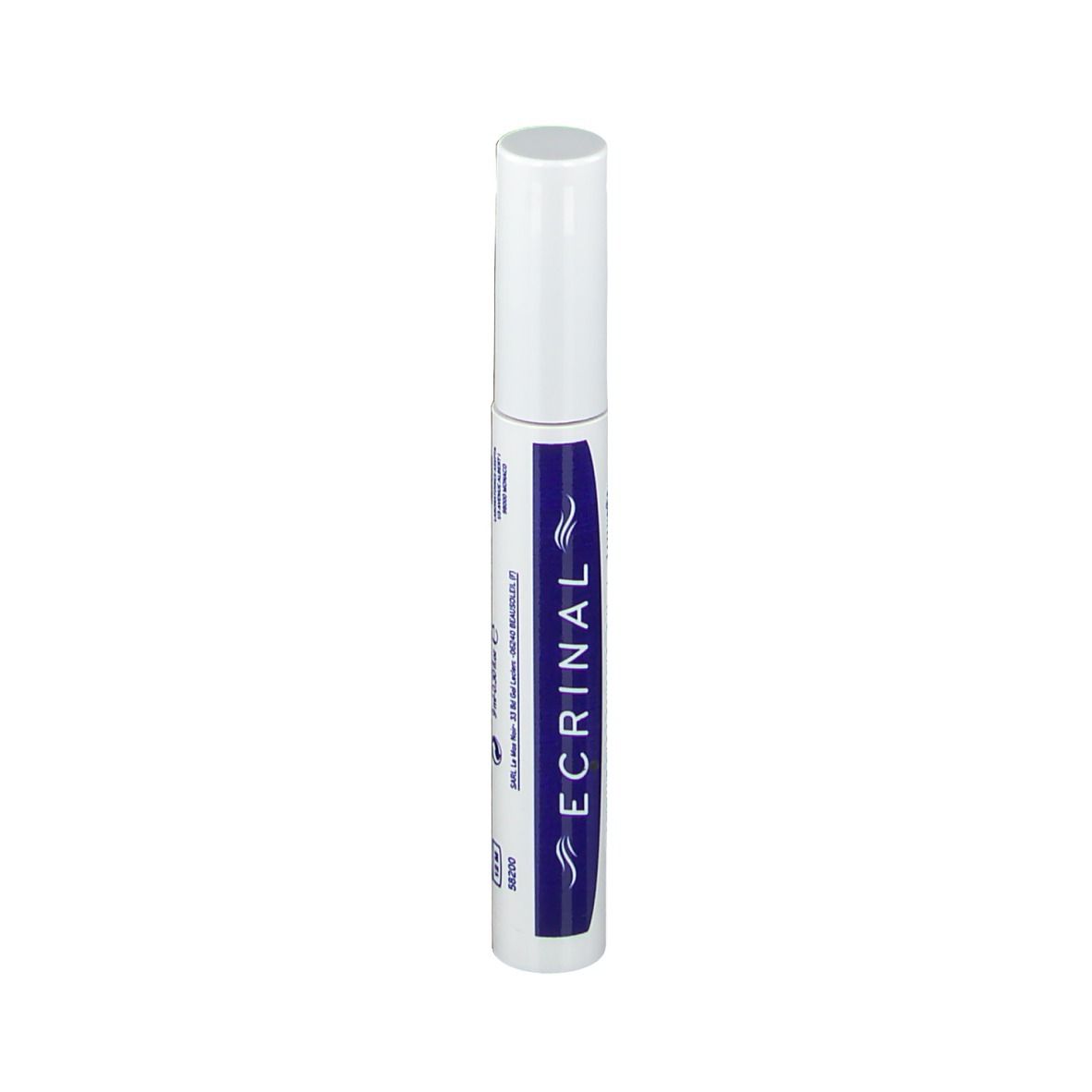 ECRINAL® Wimpern Aufbau-Gel. Weiße Tube mit blauem Streifen und Schriftzug. Produkt für Wimpern und Augenbrauen.