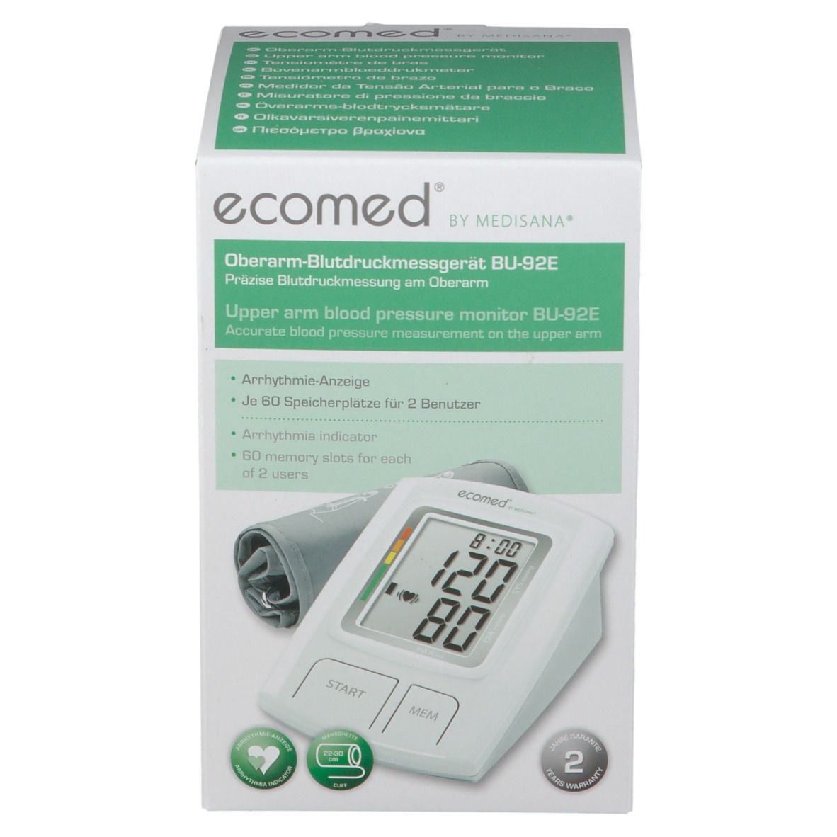 ecomed® Oberarm-Blutdruckmessgerät BU-92E