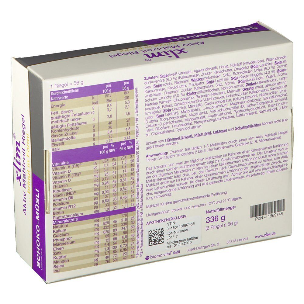 xlim® Aktiv Mahlzeit Riegel Schoko-Müsli