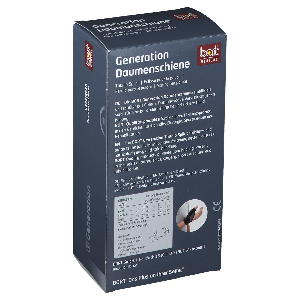 BORT Generation Daumenschiene links Gr. S blau