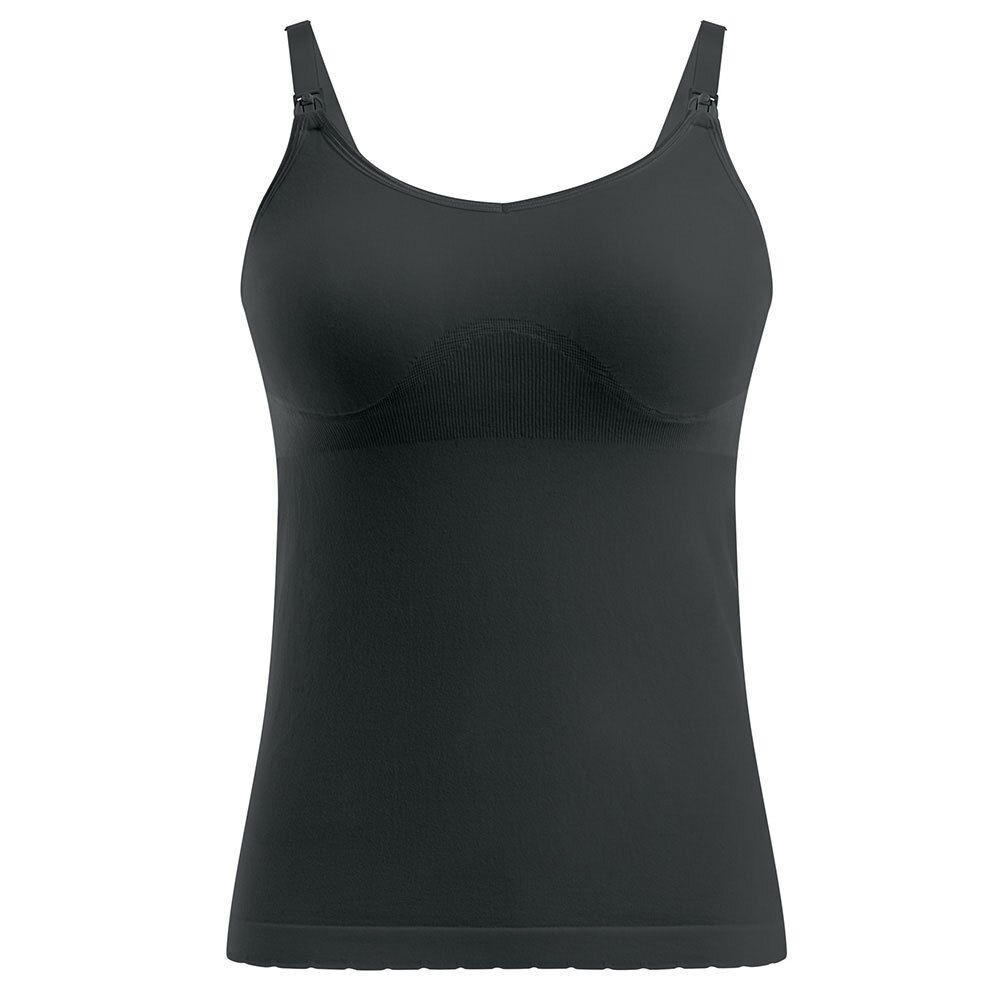 Schwarzes Still-Top mit Trägern. Oberteil mit integriertem BH-Bereich.
