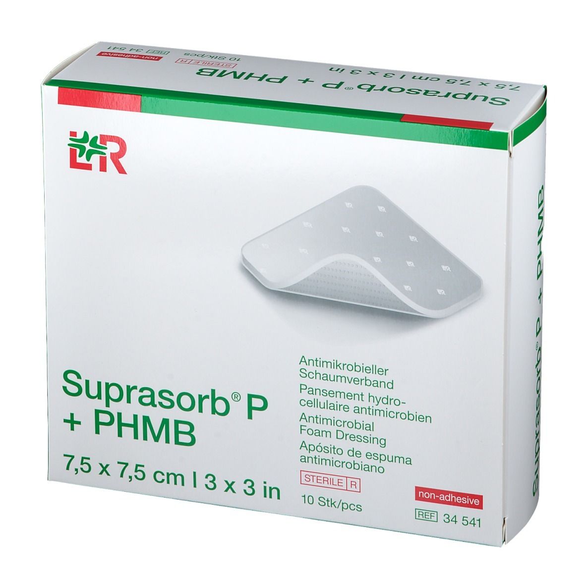 Suprasorb® P + PHMB Antimikrobieller PU Schaumverband 7,5 cm x 7,5 cm