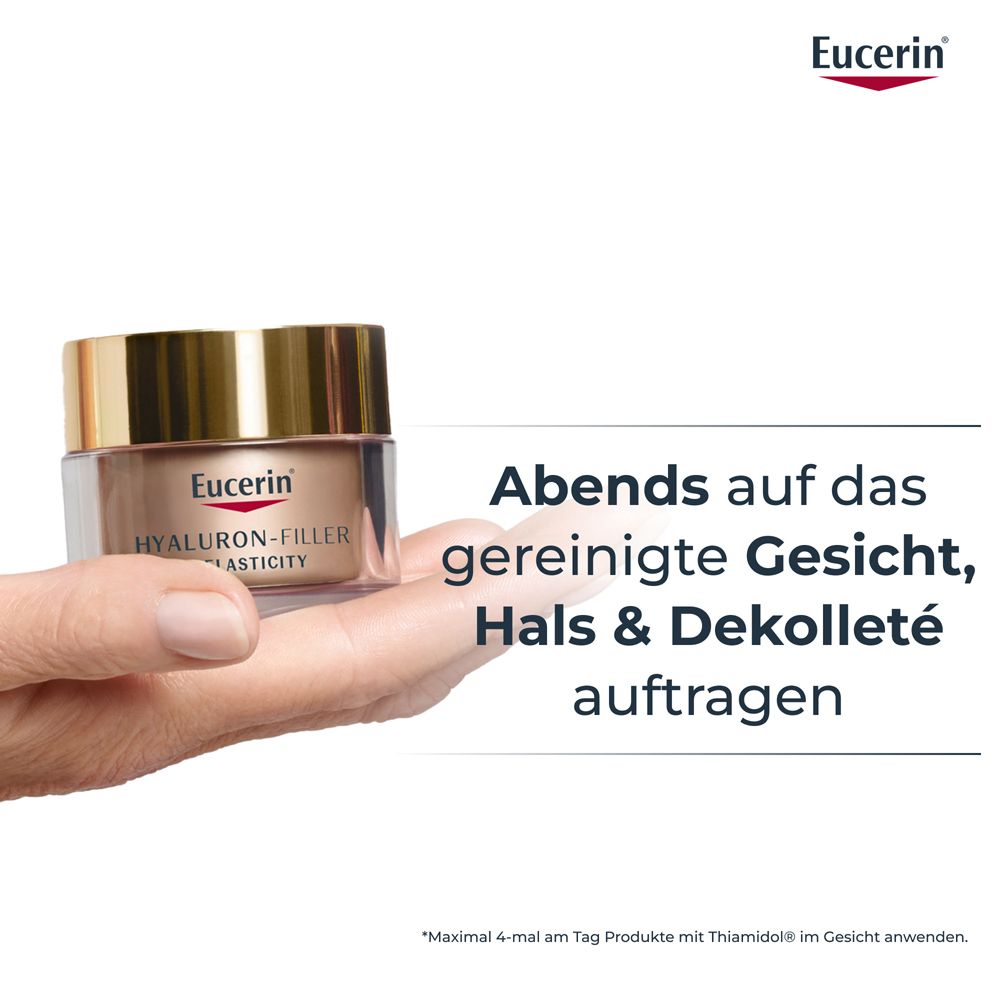 Eucerin HYALURON-FILLER + ELASTICITY Nachtpflege – Anti Aging Gesichtscreme für glattere Haut – Antifaltencreme gegen Altersflecken