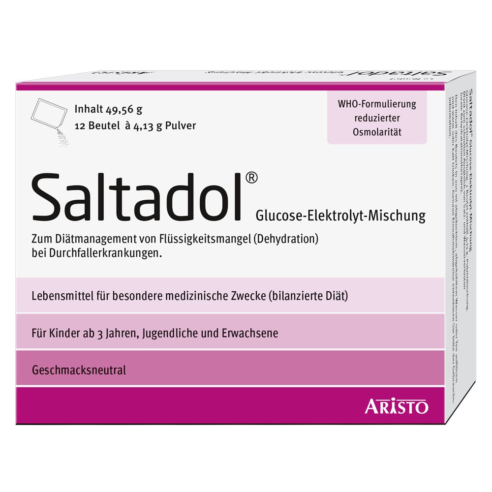 Saltadol® Glucose-Elektrolyt-Mischung – Unterstützung bei Flüssigkeits- und  Elektrolytverlust – Für Kinder ab 3 Jahren und Erwachsene