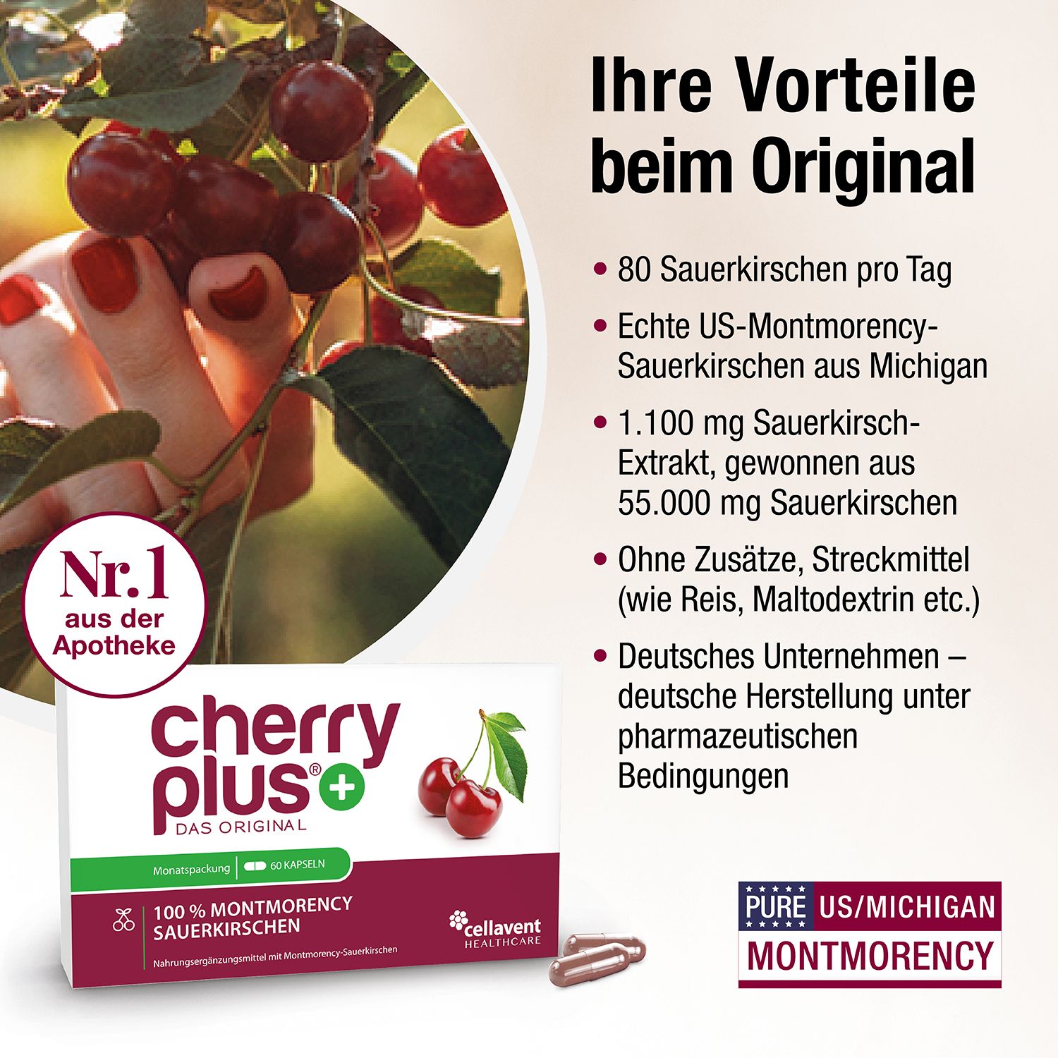 CHERRY PLUS® - Montmorency-Sauerkirsch-Kapseln