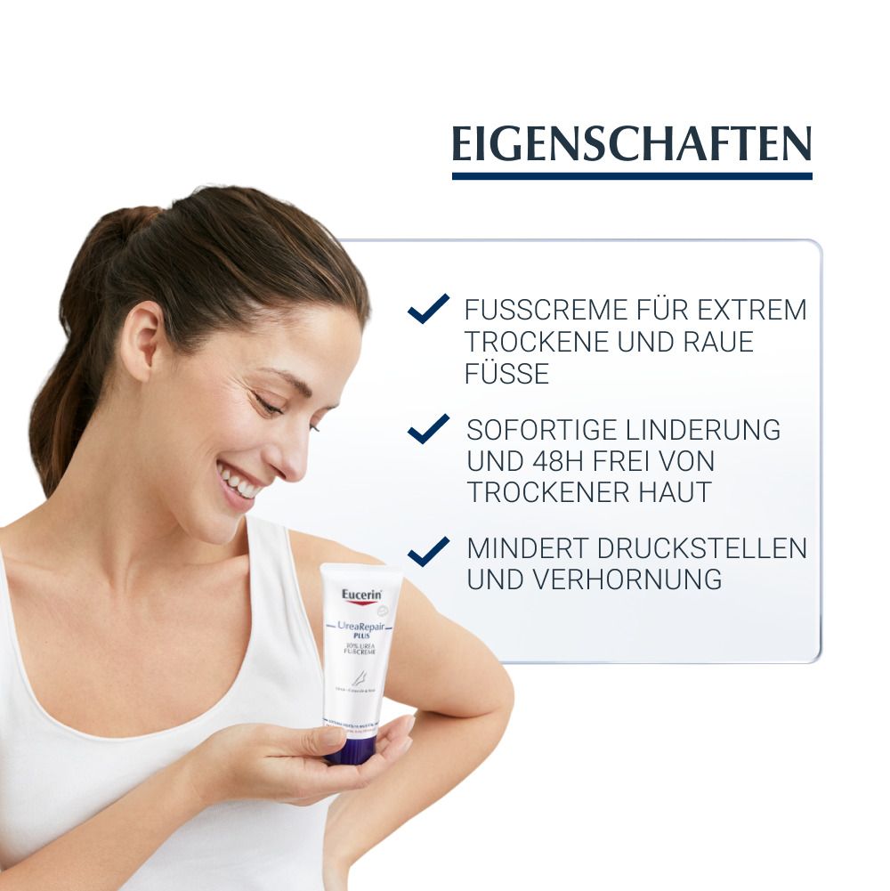 Eucerin® UreaRepair PLUS Fußcreme 10% –  Intensive Pflege und Feuchtigkeit für trockene bis extrem trockene Füße