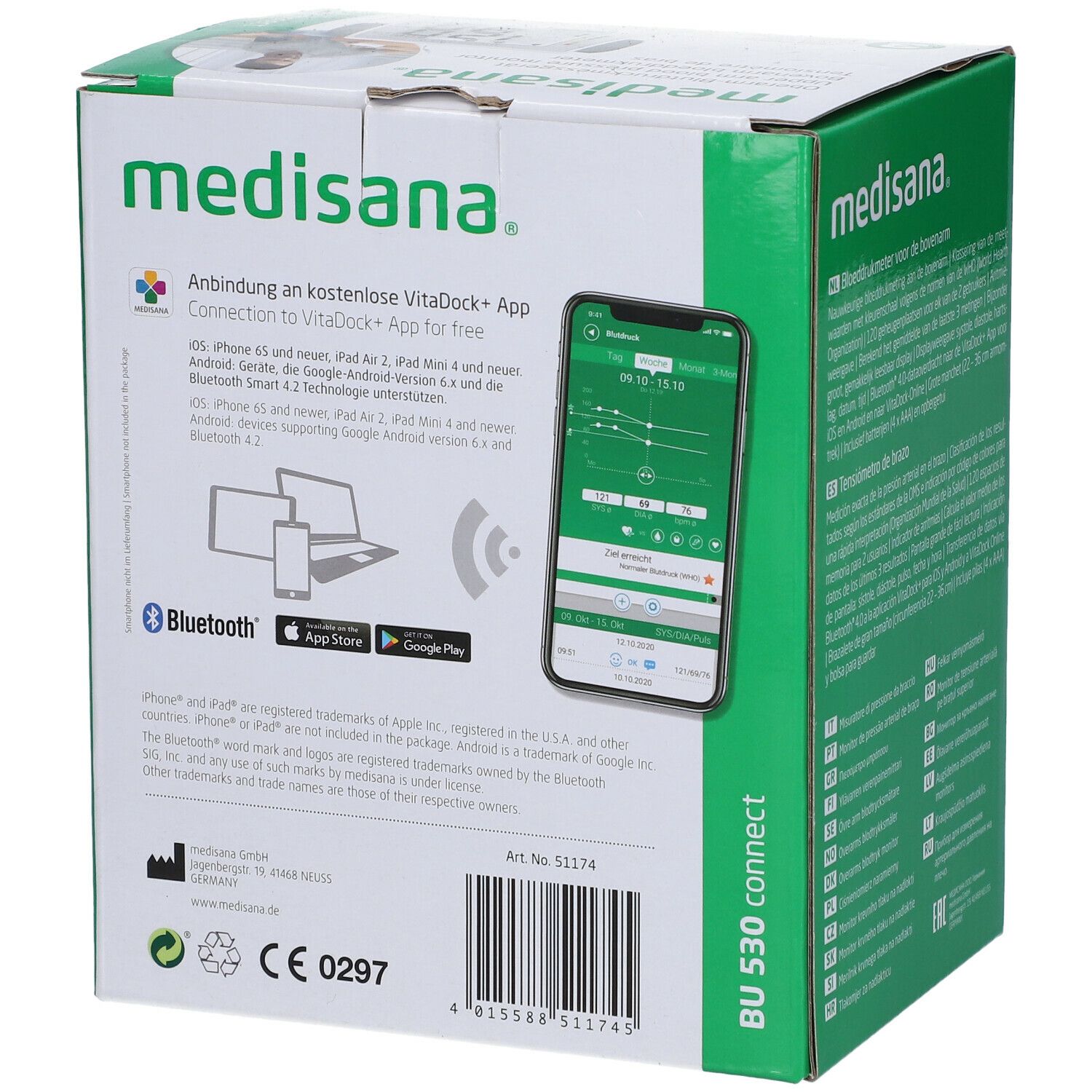 Medisana® Oberarm-Blutdruckmessgerät BU 530 connect