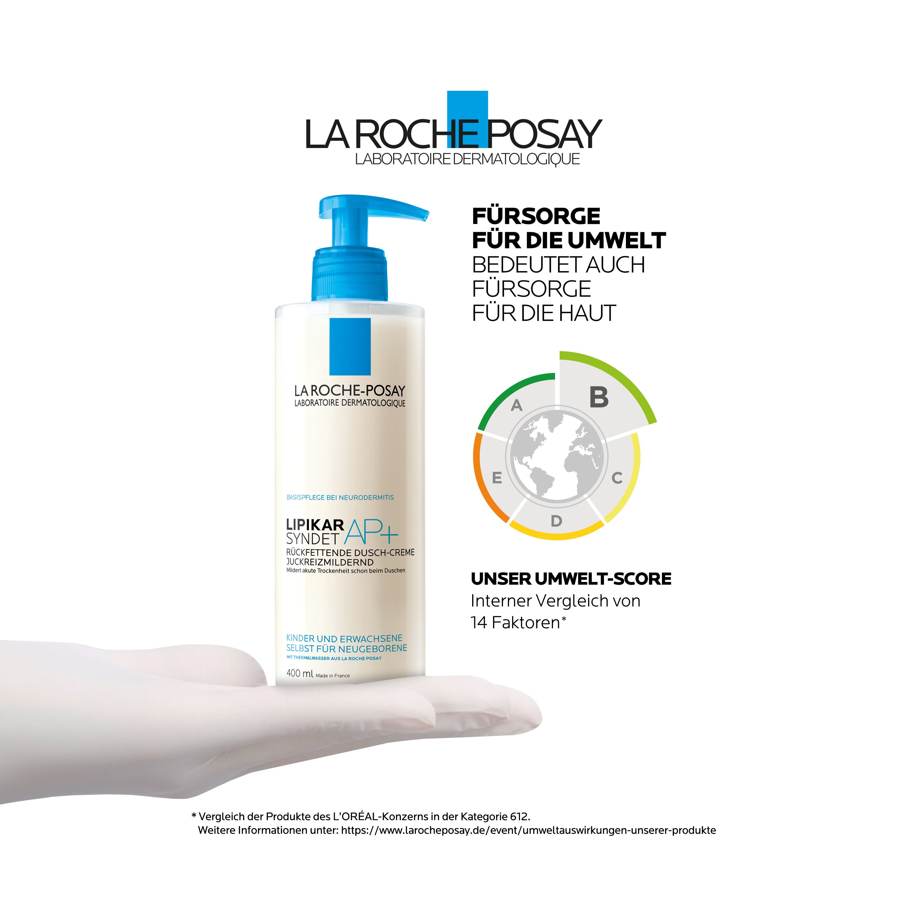 La Roche Posay Lipikar Syndet AP+ Rückfettendes Duschgel für extrem trockene, zu Neurodermitis neigende Haut, auch für neugeborene Babys und Kinder