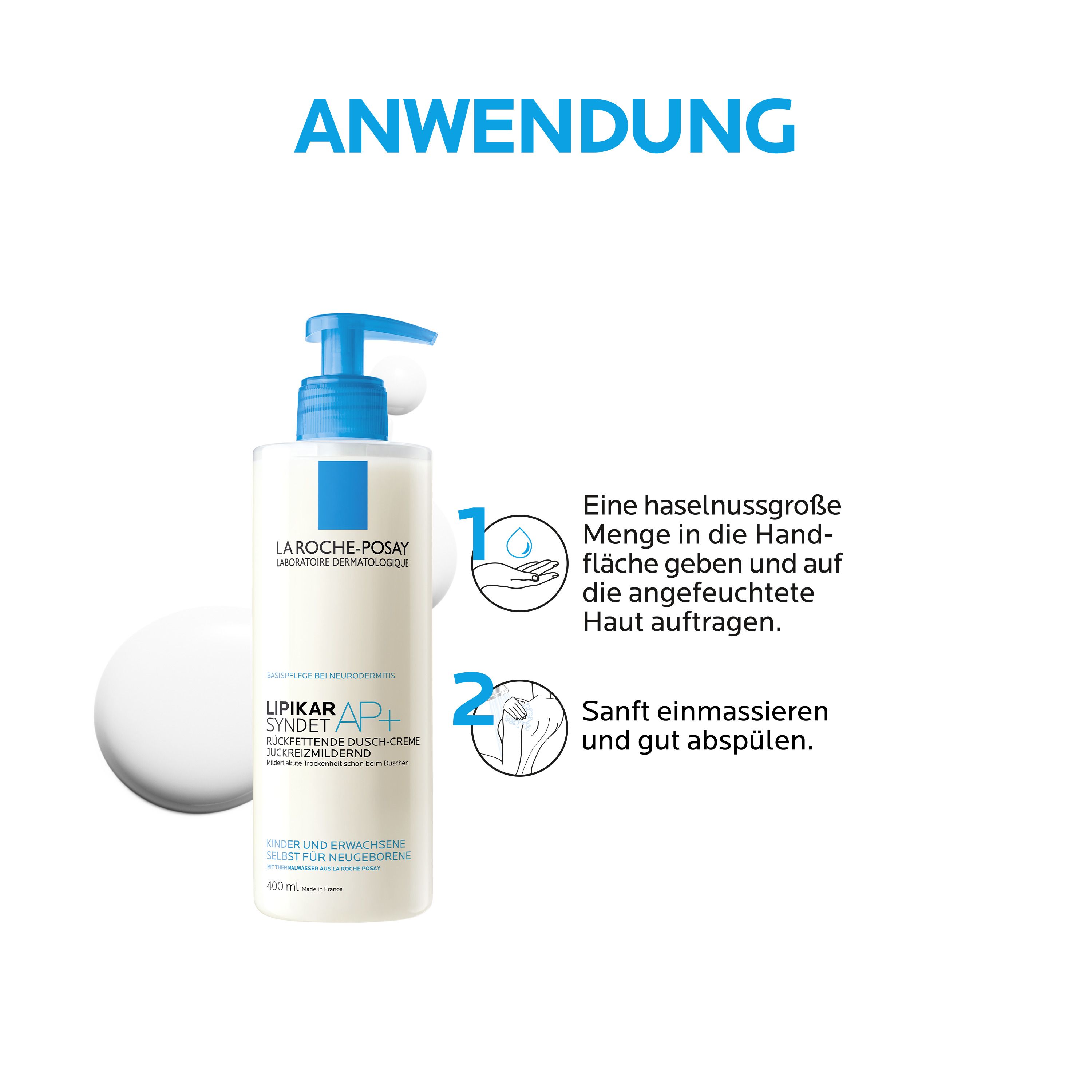 La Roche Posay Lipikar Syndet AP+ Rückfettendes Duschgel für extrem trockene, zu Neurodermitis neigende Haut, auch für neugeborene Babys und Kinder