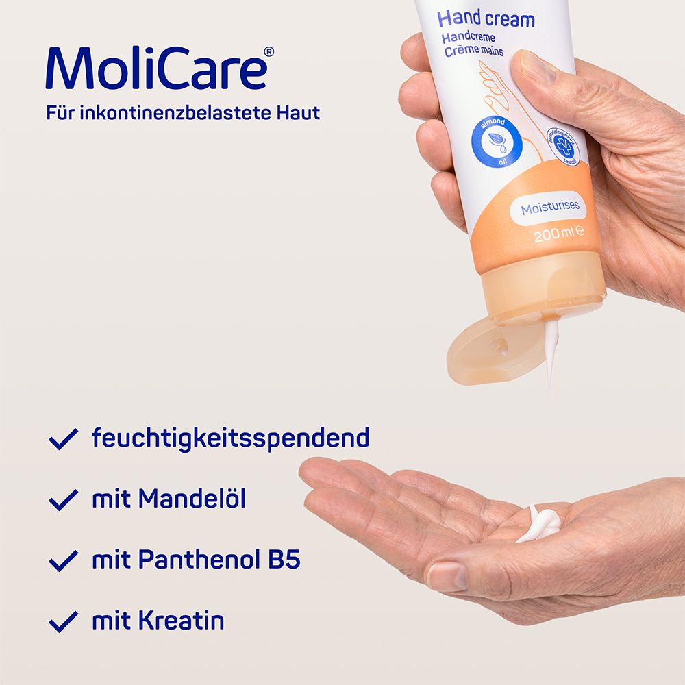 MoliCare Skin Handcreme 200ml hautschonende, pH-hautneutrale und feuchtigkeitsspendende Pflege