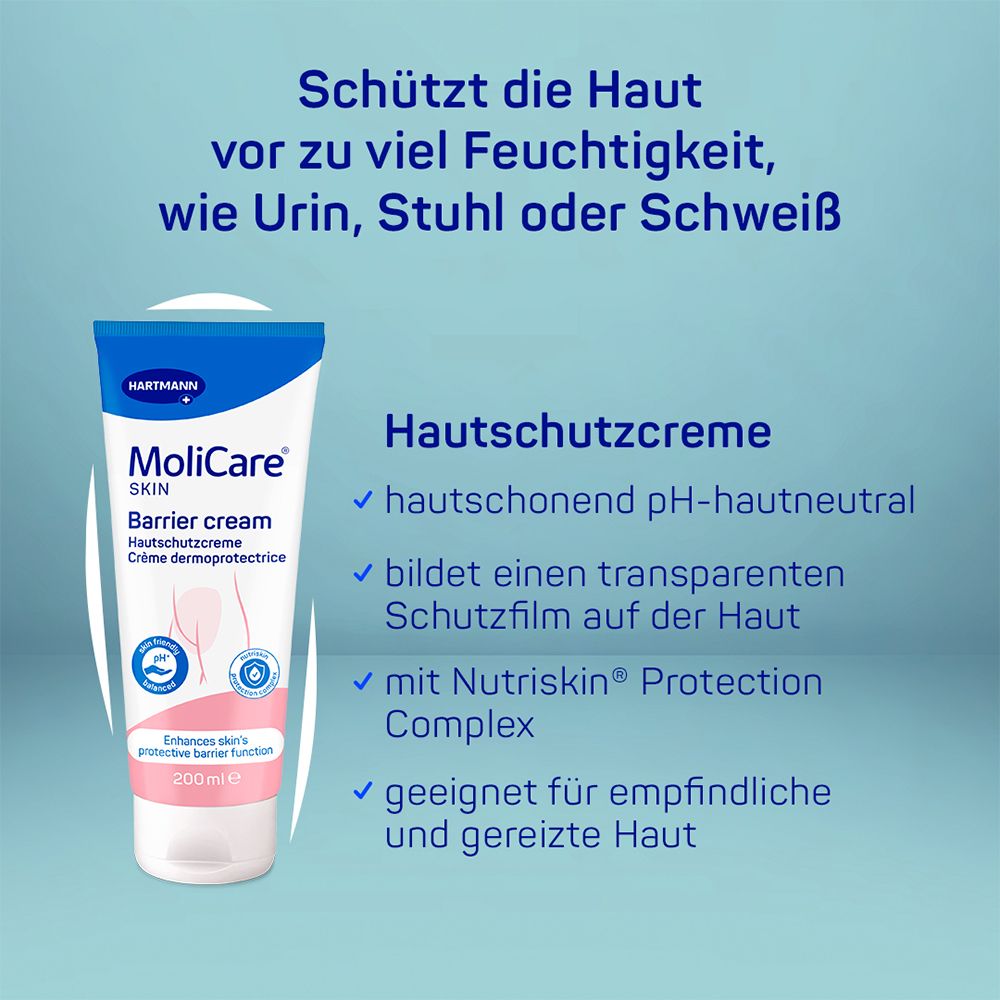 MoliCare Skin Hautschutzcreme: Täglicher Schutz vor hautschädigender Feuchtigkeit z.B. bei Inkontinenz