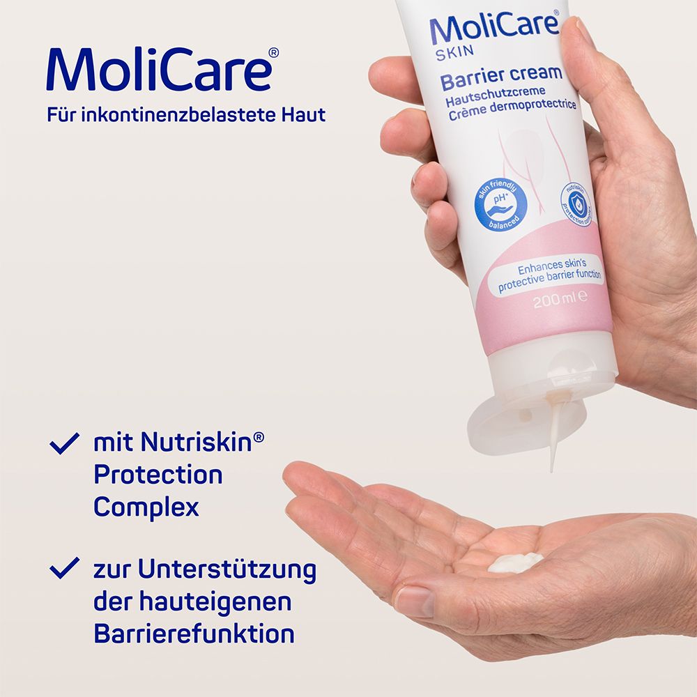 MoliCare Skin Hautschutzcreme: Täglicher Schutz vor hautschädigender Feuchtigkeit z.B. bei Inkontinenz