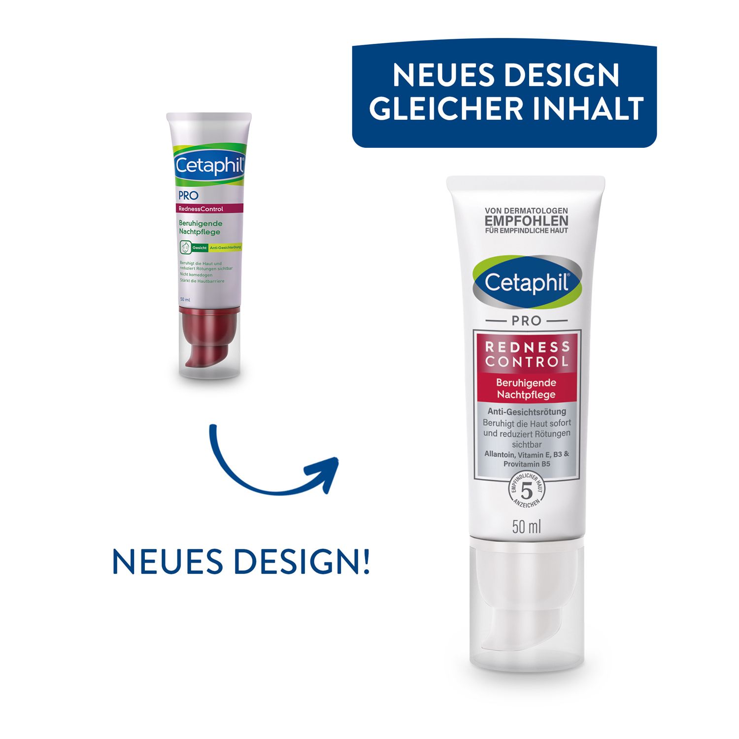 CETAPHIL PRO RednessControl Beruhigende Nachtpflege, zu Rötungen neigende Haut