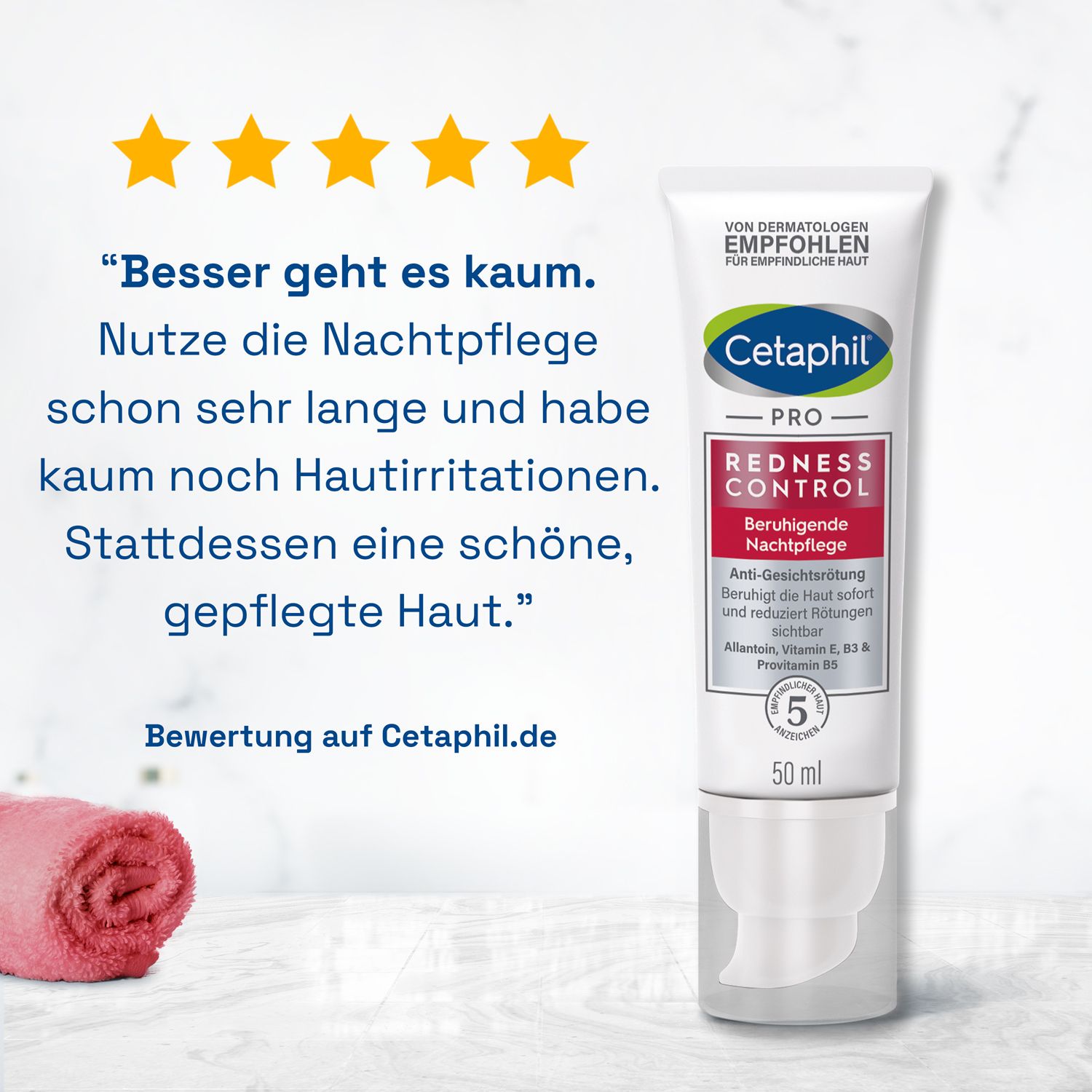 CETAPHIL PRO RednessControl Beruhigende Nachtpflege, zu Rötungen neigende Haut