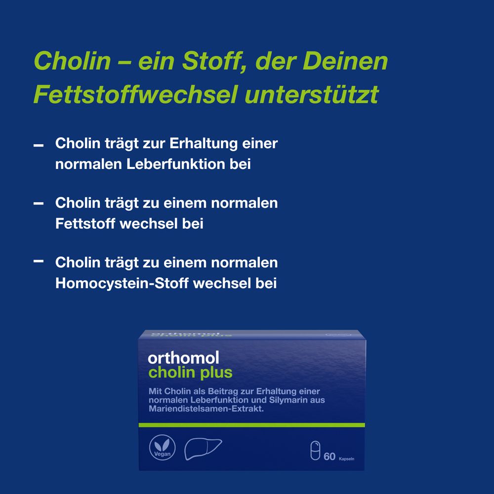 Orthomol Cholin Plus - zur Erhaltung einer normalen Leberfunktion - mit Silymarin aus Mariendistel-Extrakt