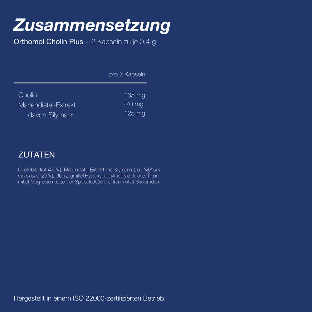 Orthomol Cholin Plus - zur Erhaltung einer normalen Leberfunktion - mit Silymarin aus Mariendistel-Extrakt