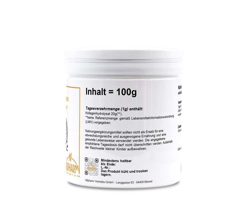 Rückseite einer weißen Dose. Aufschrift: Inhalt = 100g. Text über Inhaltsstoffe und Hinweise zur Anwendung.