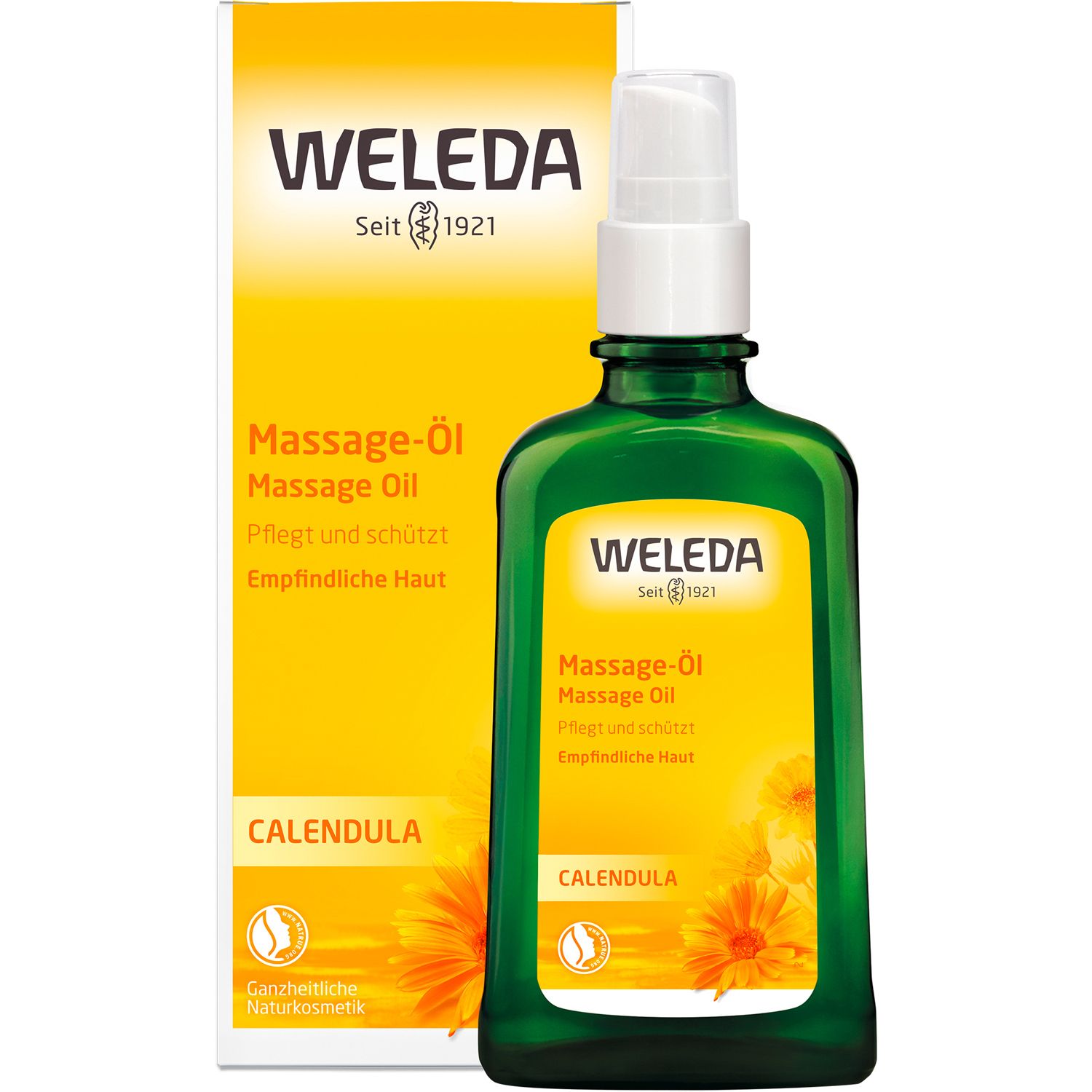 Weleda Massageöl Calendula - pflegt und nährt empfindliche Haut, hält sie glatt und geschmeidig