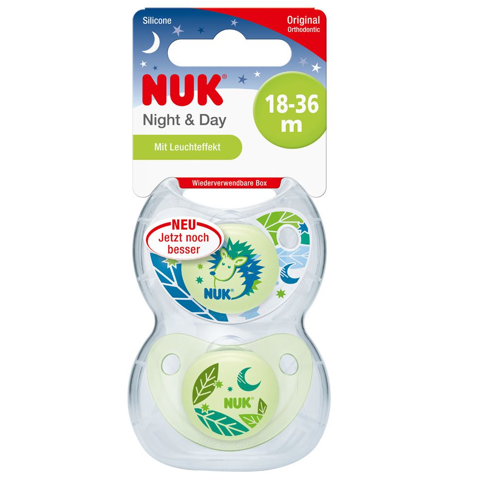NUK® Trendline Night & Day Schnuller aus Silikon Größe 18 bis 36 Monate (Farbe/Motiv nicht wählbar)