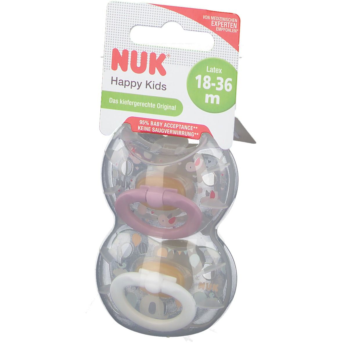 NUK® Classic Happy Kids Schnuller aus Latex größe 18 bis 36 (Farbe nicht wählbar)