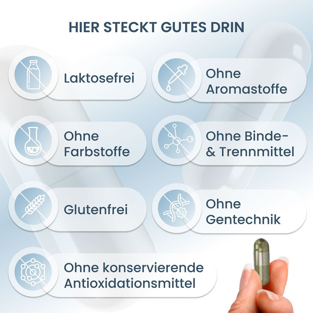 Flasche mit 60 Kapseln SMOKSAN+, Nahrungsergänzungsmittel mit Pflanzenstoffen und Biotin.