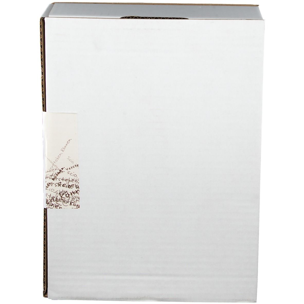 Weiße Produktverpackung. Aufkleber mit Produktinformationen. Text teilweise lesbar: Bad Aiblinger Moorkissen.