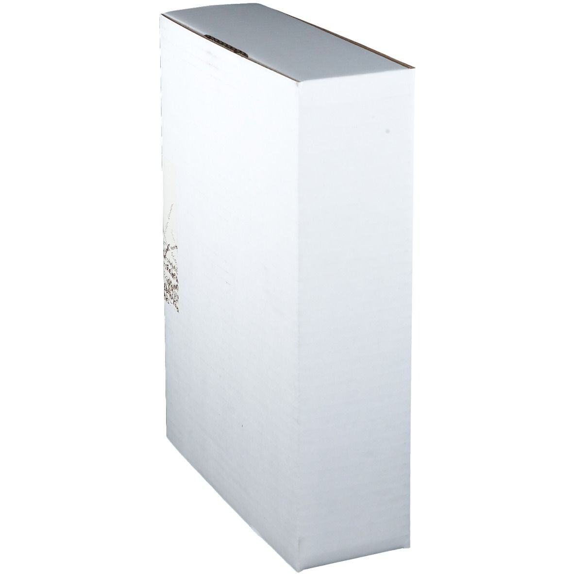 Schräge Seitenansicht der Verpackung des Bad Aiblinger Moorkissen Universal. Weißer Karton.