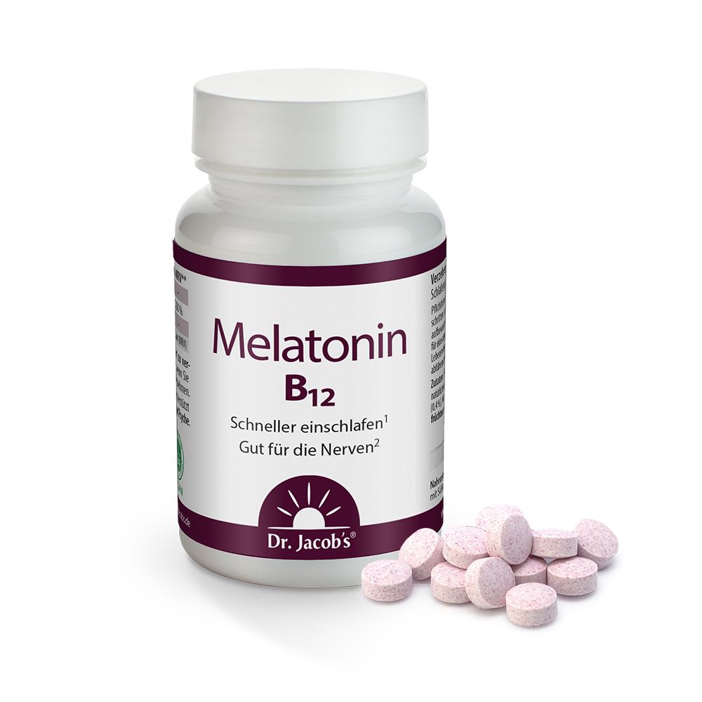 Dr. Jacob's Melatonin B12 Lutschtablette 1 mg + Vitamin B12 Kirsche vegan