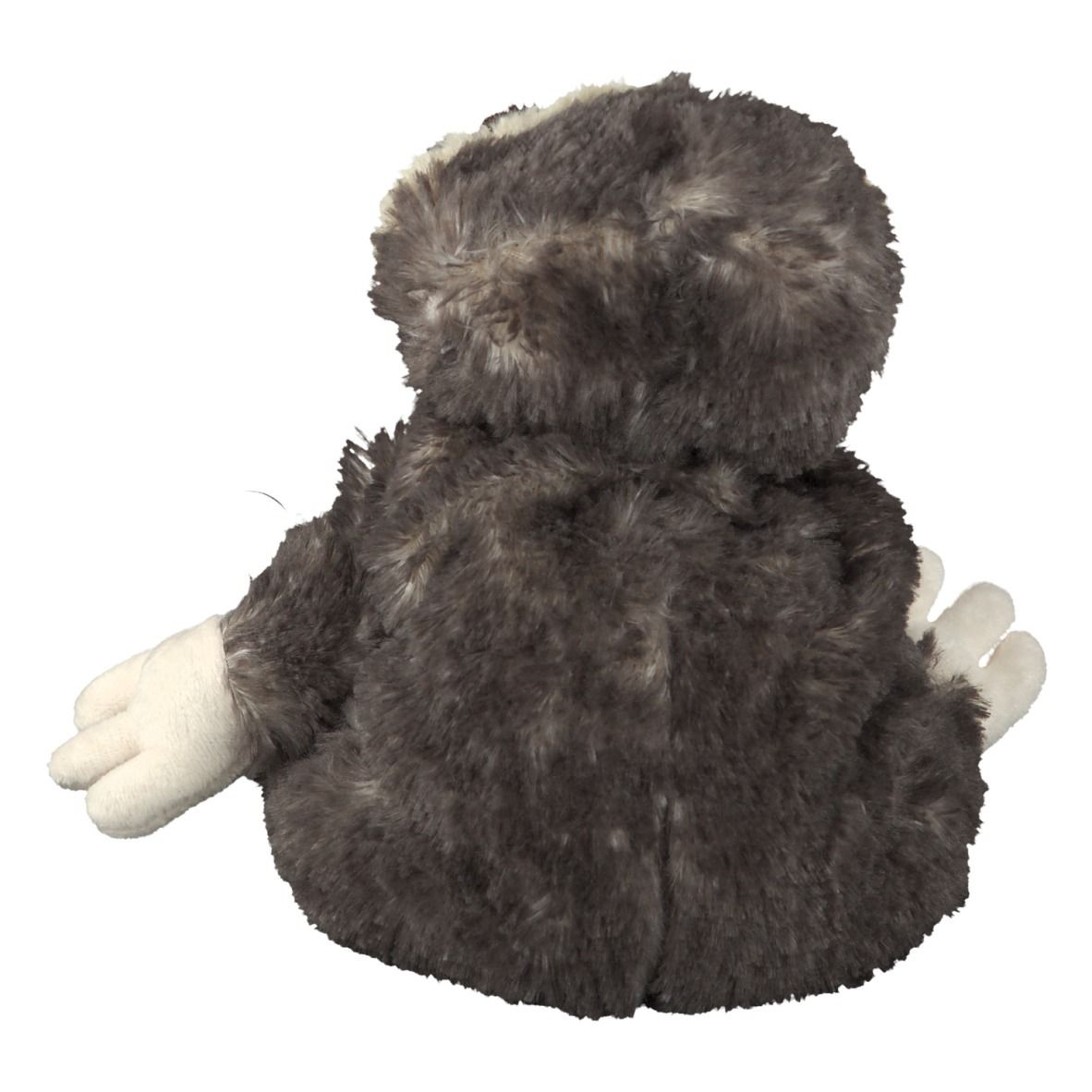 Rückansicht des Plüschtier Faultiers. Braunes und cremefarbenes Gesicht, braun-graues Fell. Weiße Füße.