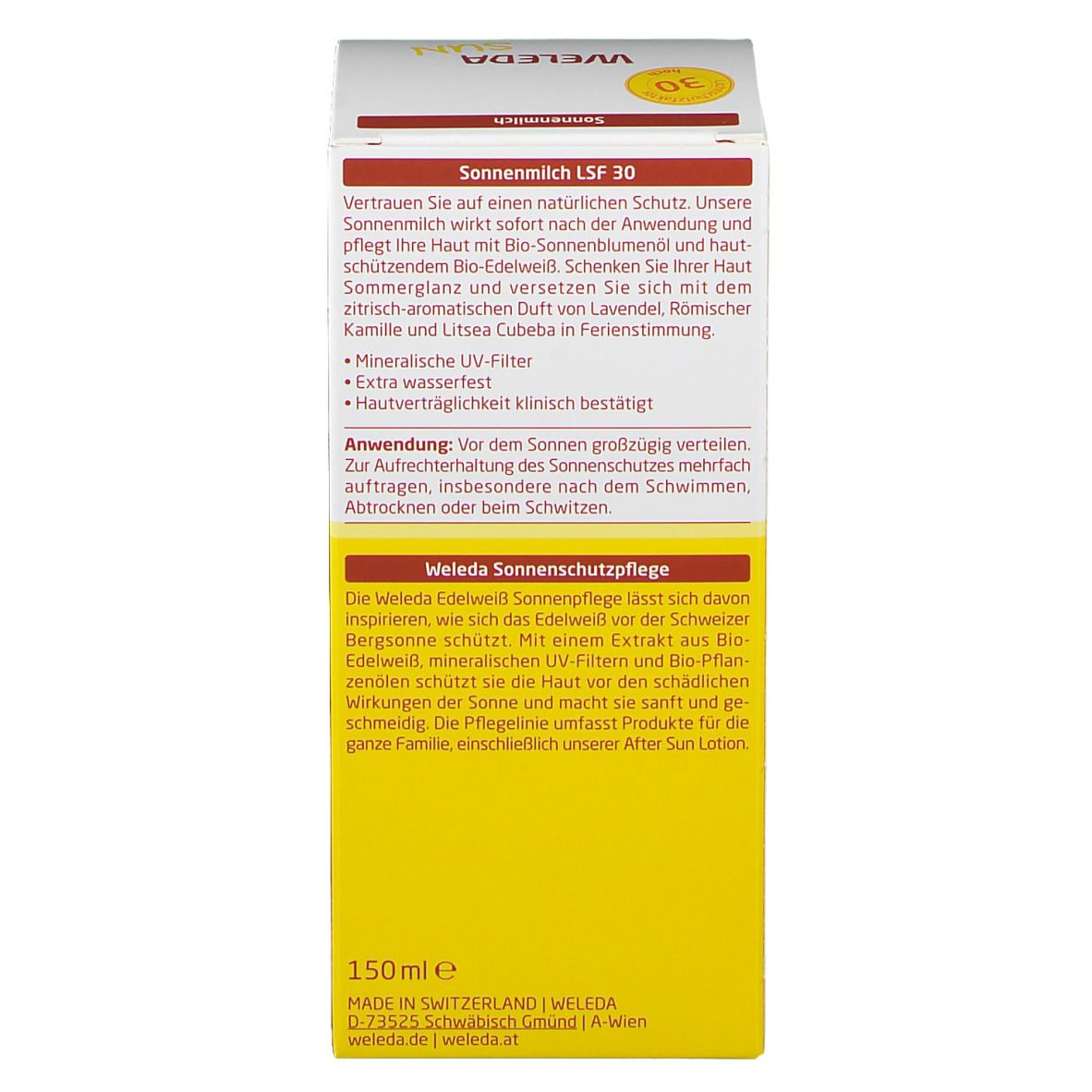 Weleda Edelweiss Sonnenmilch LSF 30