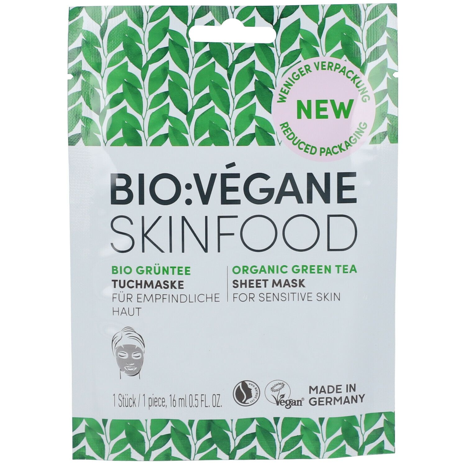 BIO VÉGANE SKINFOOD BIO GRÜNTEE Tuchmaske