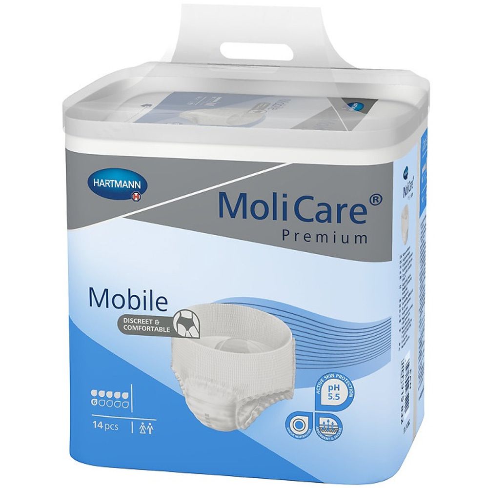 MoliCare Premium Mobile 6 Tropfen Gr. L, Einweg-Inkontinenzunterwäsche für Männer und Frauen. Sie bieten vollen Schutz und Mobilität